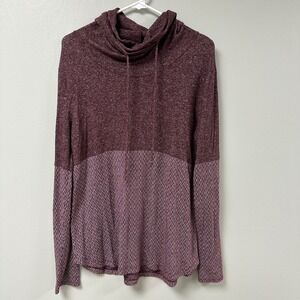 Pink Clover Womens Cowl Neck Colorblock Sweater Burgundy Maroon Knit Top Size M